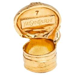 Pre Owned Yves Saint Laurent Black Cabochon Arty Ring Size 54.5