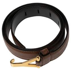 Pre Owned Yves Saint Laurent Brown Leather Y Buckle Belt 80CM