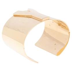 Pre Owned Yves Saint Laurent Y Gold Tone Wide Cuff Bracelet