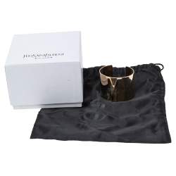 Pre Owned Yves Saint Laurent Y Gold Tone Wide Cuff Bracelet