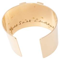 Pre Owned Yves Saint Laurent Y Gold Tone Wide Cuff Bracelet