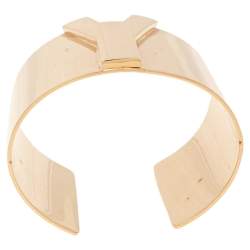 Pre Owned Yves Saint Laurent Y Gold Tone Wide Cuff Bracelet