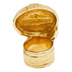 مملوكة مسبقًا Yves Saint Laurent Blue Glass Cabochon Arty Ring Size EU 54.5