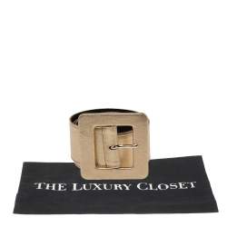 Pre Owned Yves Saint Laurent Gold Leather Buckle Waist Belt 95CM