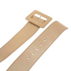 Pre Owned Yves Saint Laurent Gold Leather Buckle Waist Belt 95CM