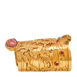 Pre Owned Yves Saint Laurent Gold Tone Arty Ovale Cuff Bracelet M