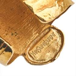 Pre Owned Yves Saint Laurent Gold Tone Arty Ovale Cuff Bracelet M