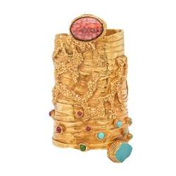 Pre Owned Yves Saint Laurent Gold Tone Arty Ovale Cuff Bracelet M