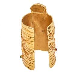 Pre Owned Yves Saint Laurent Gold Tone Arty Ovale Cuff Bracelet M
