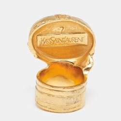 Pre Owned Yves Saint Laurent Glass Cabochon Arty Oval Ring Size EU 54.5