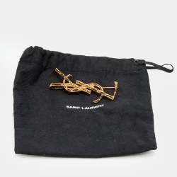 Pre Owned Yves Saint Laurent Gold Tone Opyum Monogram Pin Brooch