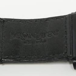 Pre Owned Yves Saint Laurent Black Canvas and Leather Buckle Belt