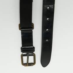 Pre Owned Yves Saint Laurent Black Canvas and Leather Buckle Belt