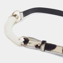 Pre Owned Yves Saint Laurent White/Brown Pony Hair Mombasa Horn Belt 100 CM
