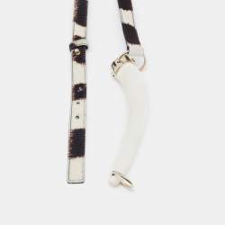 Pre Owned Yves Saint Laurent White/Brown Pony Hair Mombasa Horn Belt 100 CM