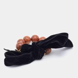 Pre Owned سوار إيف سان لوران فيونكة قطيفة وخرز خشب