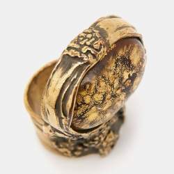 Yves Saint Laurent Arty Glass Cabochon Gold Tone Ring Size EU 54.5