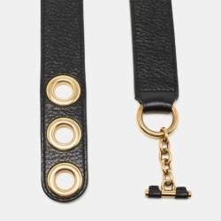Yves Saint Laurent Black Leather Chain Detail Waist Belt 80CM