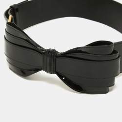 Yves Saint Laurent Black Patent Leather Bow Waist Belt 75CM