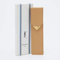 Pre Owned Yves Saint Laurent Beige Leather Pen Case