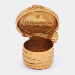 Pre Owned Yves Saint Laurent Gold Tone Blue Glass Cabochon Arty Ring Size EU 54.5