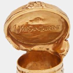 Yves Saint Laurent Gold Tone Coral Cabochon Arty Ring Size EU 54.5