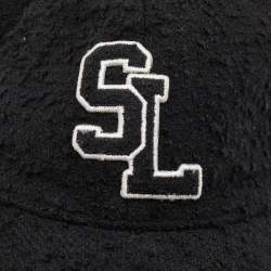  Saint Laurent Black Logo Wool Boucle Tweed Baseball Cap Size 57