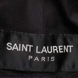  Saint Laurent Black Logo Wool Boucle Tweed Baseball Cap Size 57