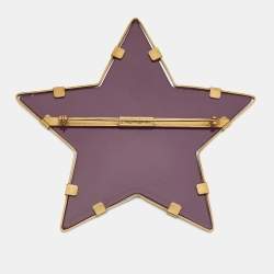 Pre Owned Yves Saint Laurent Purple Gold Tone Metal Brooch