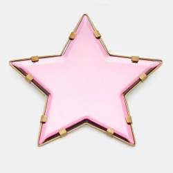 Pre Owned Yves Saint Laurent Purple Gold Tone Metal Brooch
