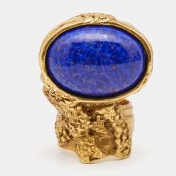 Yves Saint Laurent Arty Glass Gold Tone Ring Size 55
