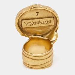 Yves Saint Laurent Arty Glass Gold Tone Ring Size 55
