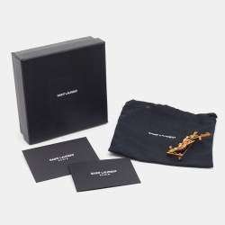 Saint Laurent Paris Opyum Crocodile Gold Tone Brooch