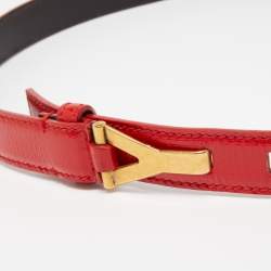 Yves Saint Laurent Red Patent Leather Easy Y Buckle Belt 85CM