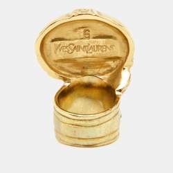 Yves Saint Laurent Gold Tone Glass Cabochon Arty Ring Size EU 52