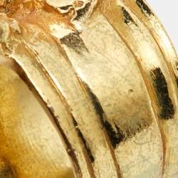 Yves Saint Laurent Gold Tone Glass Cabochon Arty Ring Size EU 52