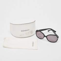 Pre Owned Yves Saint Laurent Black Y Logo 6308/S Oval Sunglasses