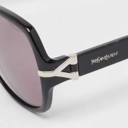 Pre Owned Yves Saint Laurent Black Y Logo 6308/S Oval Sunglasses