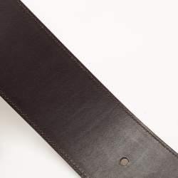 Yves Saint Laurent Brown Leopard Print Calfhair and Leather Wide Buckle Belt 100CM