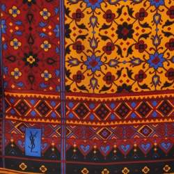 Pre Owned Yves Saint Laurent Multicolor Floral Print Silk Scarf