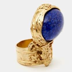 Yves Saint Laurent Arty Glass Gold Tone Ring Size 57