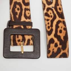 Yves Saint Laurent Brown Calf Hair and Leather Waist Belt 75 CM