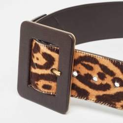 Yves Saint Laurent Brown Calf Hair and Leather Waist Belt 75 CM