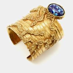 Yves Saint Laurent Arty Glass Gold Tone Bracelet