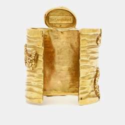 Yves Saint Laurent Arty Glass Gold Tone Bracelet