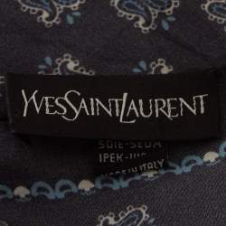 Saint Laurent Blue Printed Silk Handkerchief 