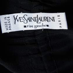 Pre Owned Yves Saint Laurent Black Silk Ruched Shirt M