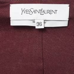 Pre Owned Saint Laurent Burgundy Knit Bow Detail Top S