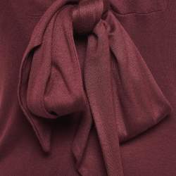 Pre Owned Saint Laurent Burgundy Knit Bow Detail Top S