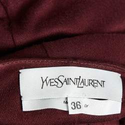 Pre Owned Saint Laurent Burgundy Knit Bow Detail Top S